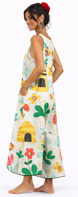 Mono sin mangas multicolor con estampado floral y animal, pantalón ancho