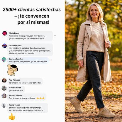 Zapatillas ortopédicas beige con cordones y suela amortiguada, usadas en exterior.