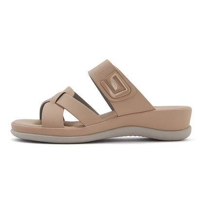 Sandalias Iris beige con dos tiras ajustables y suela ancha acolchada