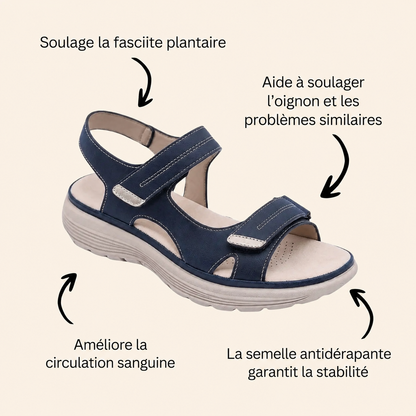 Sandalias ortopédicas antideslizantes azules de velcro, con plantilla acolchada