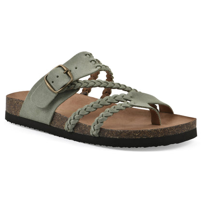 Sandalias ortopédicas Mara con plantilla Comfort en verde oliva, tira trenzada y hebilla