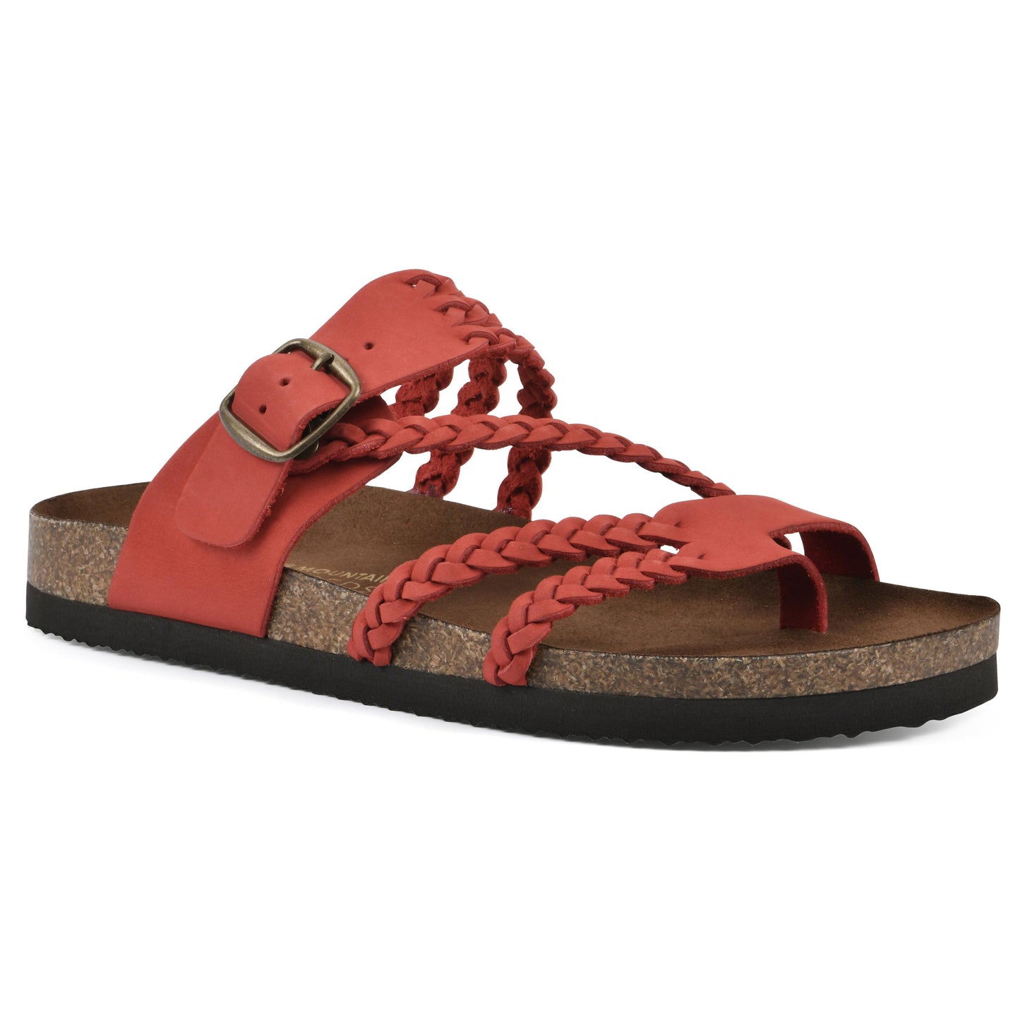 Sandalias ortopédicas Mara con plantilla Comfort rojas, tira trenzada y hebilla metálica