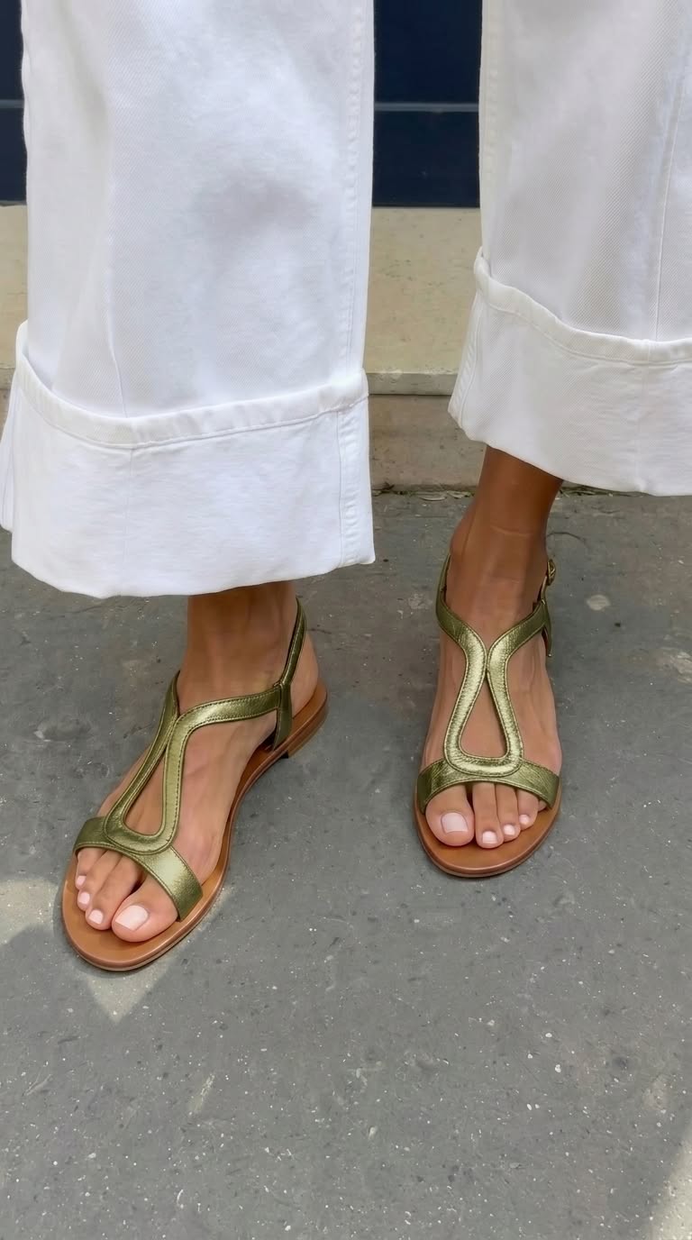 Sandalias Sole de Verano Ludovica verdes con tiras tipo T y tacón bajo
