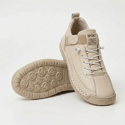 Zapatillas ortopédicas beige con cordones y suela beige antideslizante