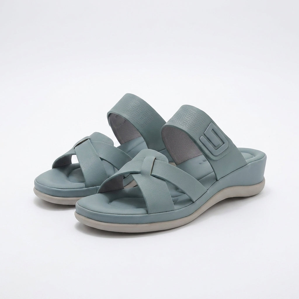Sandalias Iris azul claro con tiras cruzadas y suela de plataforma