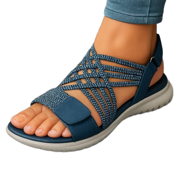 Sandalias ortopédicas azules con tira ajustable y suela gruesa amortiguada