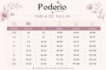 Tabla de tallas para conjunto de bikini Bandeau blanco: busto y cintura